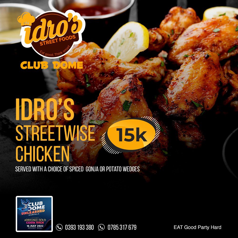 At only 15K UGX, you will be able to enjoy our Streetwise chicken tomorrow at the #DomeLifeDopeLife concert. 

Tomorrow, #IdrosStreetFoods should be your number one good priority.

#AdekunleGoldUG