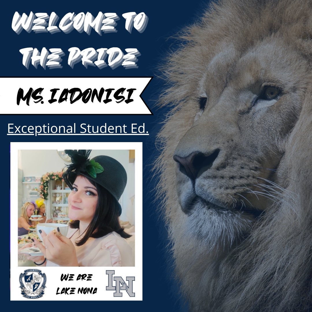 We are excited to welcome Ms. Iadonisi to our Exceptional Student Education (ESE) team here at Lake Nona! Ms. Iadonisi is looking forward to collaborating with the LNHS team and enjoys music, trying out new restaurants, and spending time with her loved ones at Disney!