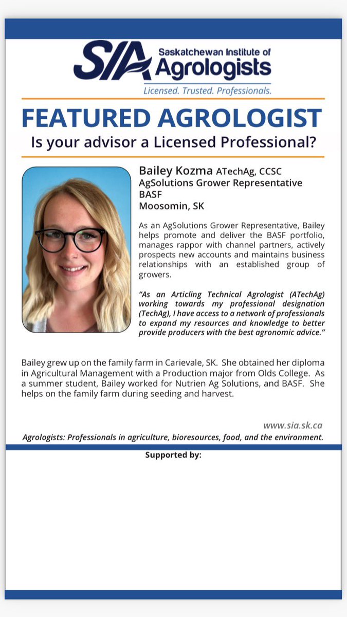 Big thank you to <a href="/SKAgrologists/">SIA</a> for having me as the featured agrologist ☺️ peep next weeks Western Producer to see it! #CdnAg