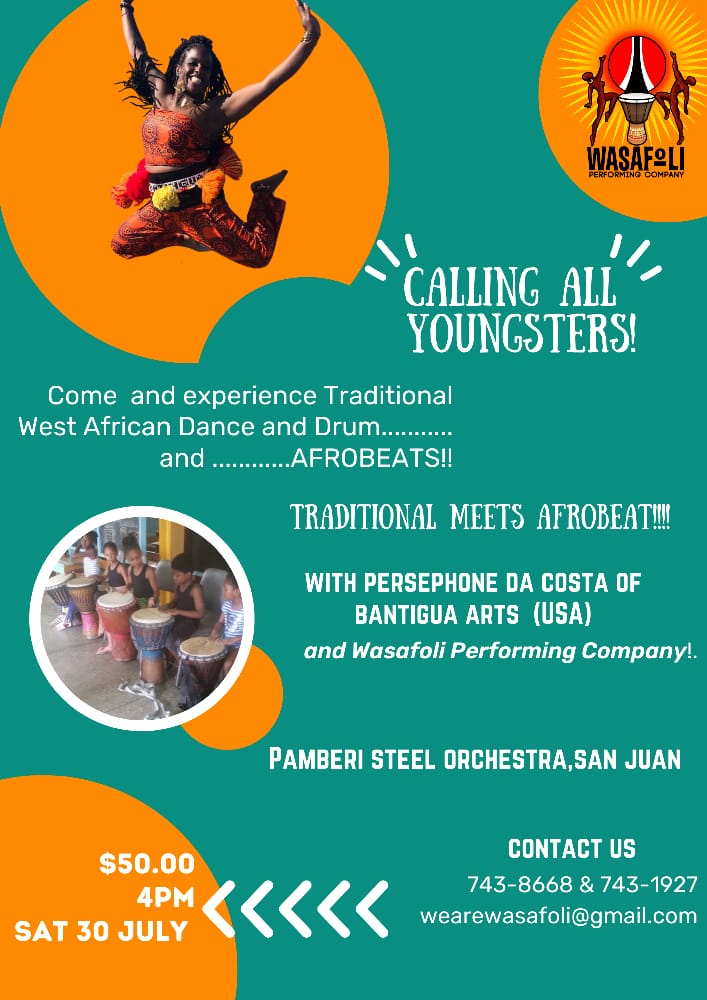 wasafoli's tweet photo. We didn't forget the kiddies!
.
Bring them down to learn authentic, traditional West African Dancing and Drumming, along with Afrobeats w/ Persephone Da Costa of @batingua_arts
.
Location: @pamberisteel Panyard 
Date: July 30th 
Time: 4pm
Cost: $50
#wasafoli #westafrica #dance https://t.co/lExd9lF7If