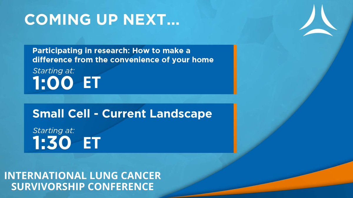 LUNGevity's tweet photo. Join us at 1pm for ‘Participating in research: How to make a difference from the convenience of your home’ w/ Upal Basu Roy & Bellinda King-Kallimanis. At 1:30pm, hear from @charlesrudin of @MSKCancerCenter during ‘Small Cell – Current Landscape.' https://t.co/p6xkn4Q22l #ILCSC22 https://t.co/LeArGQlWyr