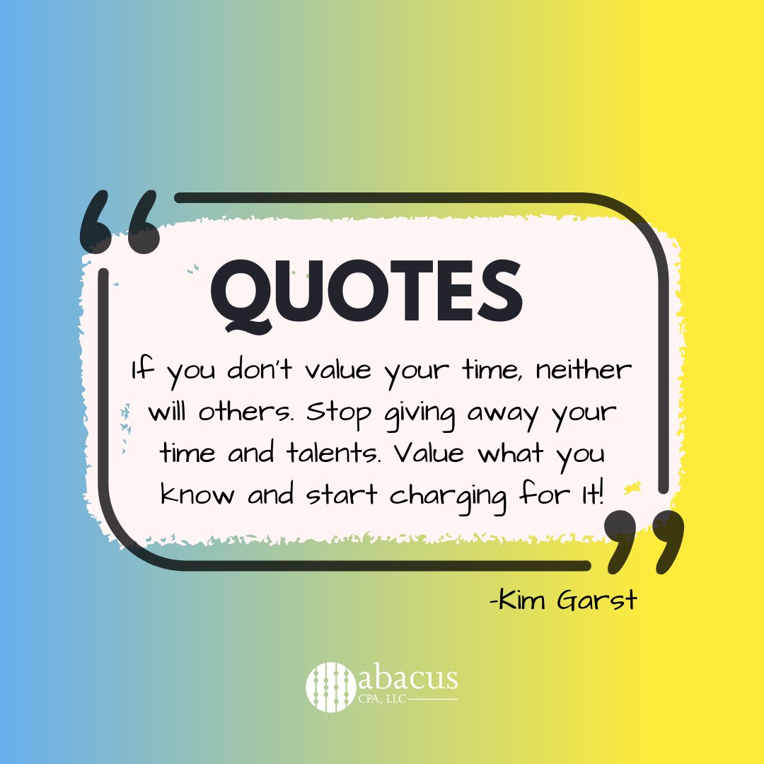 abacuscpachat's tweet photo. There is something you may be an expert at and people willing to pay for your time.

Take the time to think about where you can be of value and focus on being of service.

If it brings you joy, your worth will shine through.

 #smallbusiness #motivation #quotes https://t.co/hrvEs9btk7