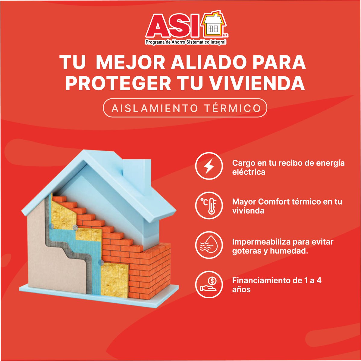 Programa_ASI's tweet photo. El aislamiento térmico en tu vivienda, es la capa que lo protege de la temperatura, aire y calor exterior, para mejorar la calidad de vida de los habitantes, mientras optimiza el ahorro de energía y mejora el nivel de confort https://t.co/IAnkNGBIE8