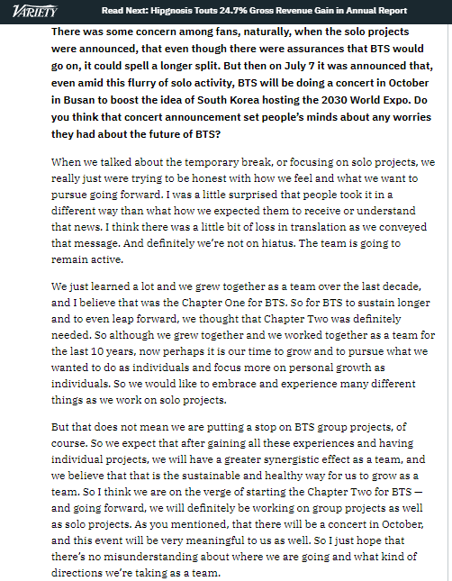 kiss_seven7's tweet photo. — #Jhope: "Cuando hablamos sobre el descanso temporal o sobre centrarnos en proyectos en solitario, realmente solo estábamos tratando de ser honestos con cómo nos sentimos y lo que queremos perseguir en el futuro. Me sorprendió un poco que la gente lo tomara de una manera (+) https://t.co/OtYnL7JVQZ