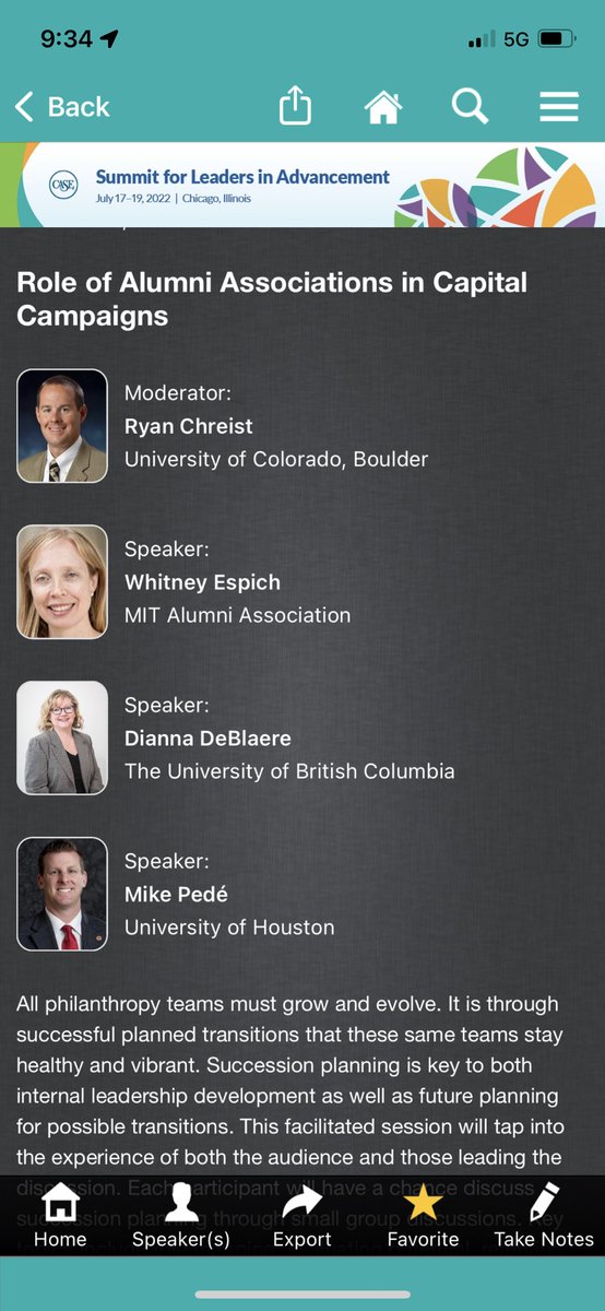 Hey  #CASEsummit the write up for our presentation on The Role of Alumni Associations in Campaigns is incorrect on the app. <a href="/CASEAdvance/">CASE</a>