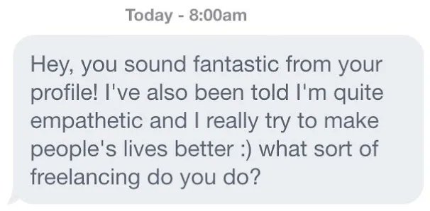 Bullet_Dodged's tweet photo. What a great message. I so wish I had been attracted to him #onlinedating #sweetmessage https://t.co/gP43gHldYD
