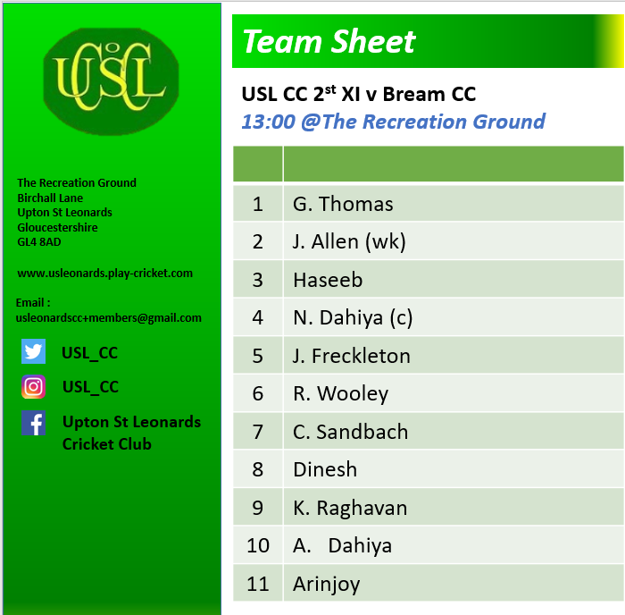 USL 2nd XI Team at home to Bream CC