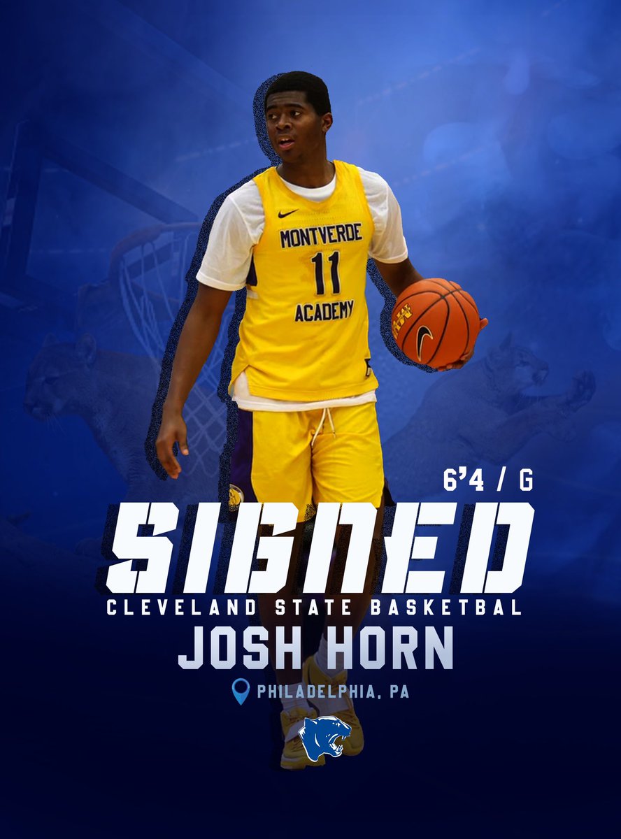 CleveStCCBball's tweet photo. Excited to welcome 6’4 G Joshua Horn of Montverde Academy (FL) to the Cougar Family!! Having played high level competition, along with his Size, High IQ and Scoring ability will make Josh a huge piece this season!! 🔵⚪️🔵 #PHILLY #WATCHUSWORK #GOCOUGARS https://t.co/2p3lkX7fCl