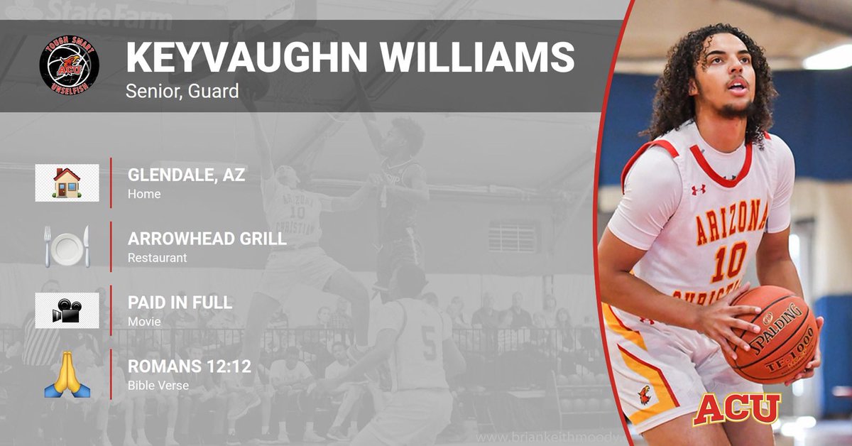 ACUHoops's tweet photo. Happy Friday Firestorm Fans! Get to know senior guard KeyVaughn Williams! https://t.co/6wzyrmQkqf