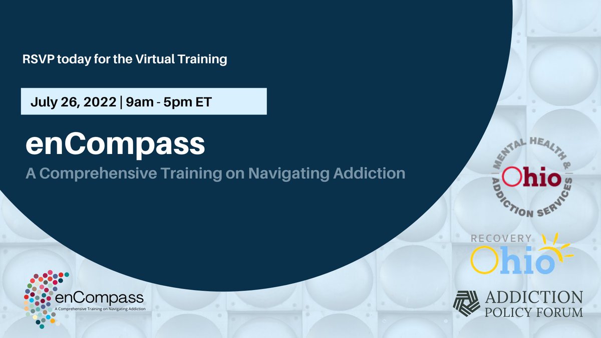 Register for the Ohio Statewide enCompass training on July 26. This 8-hour session is virtual and open to all adults who want to learn more about navigating addiction and have the skills to respond. 

💻⇒ bit.ly/39e8X6p