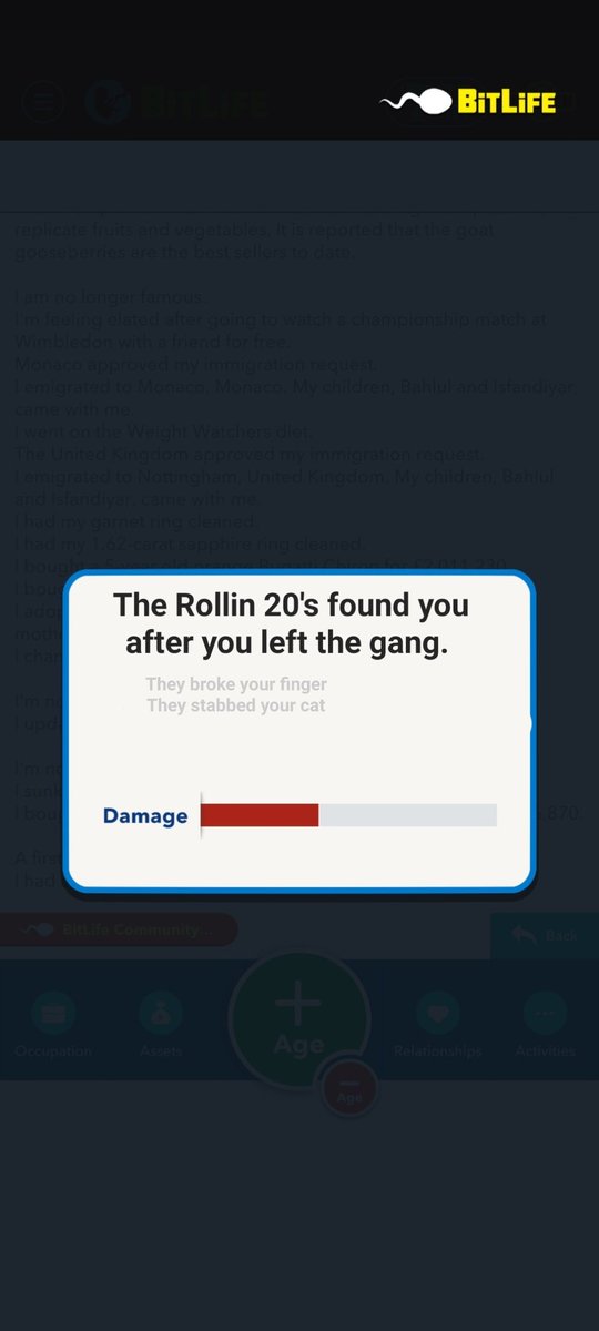 BitSim3's tweet image. Gangster Concept out now!
@BitLifeApp

- Join gangs
- Gangs Rankings
- Reputation based
- New text