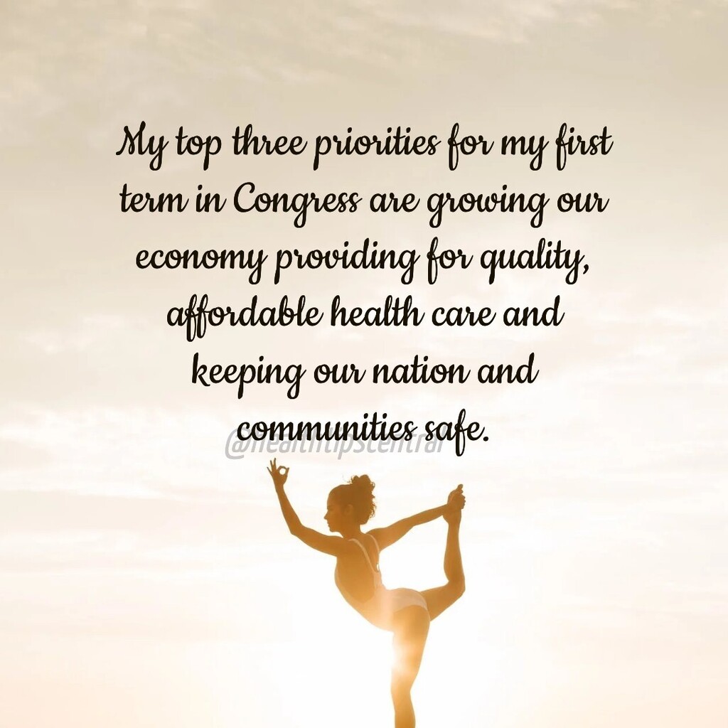 healthtipsfeed's tweet photo. My top three priorities for my first term in Congress are growing our economy providing for quality, affordable health care and keeping our nation and communities safe.

#health #fitness #healthylifestyle #wellness #motivation #healthy #workout #love #gym #lifestyle #fit #fi… https://t.co/NR5s4jiNRX