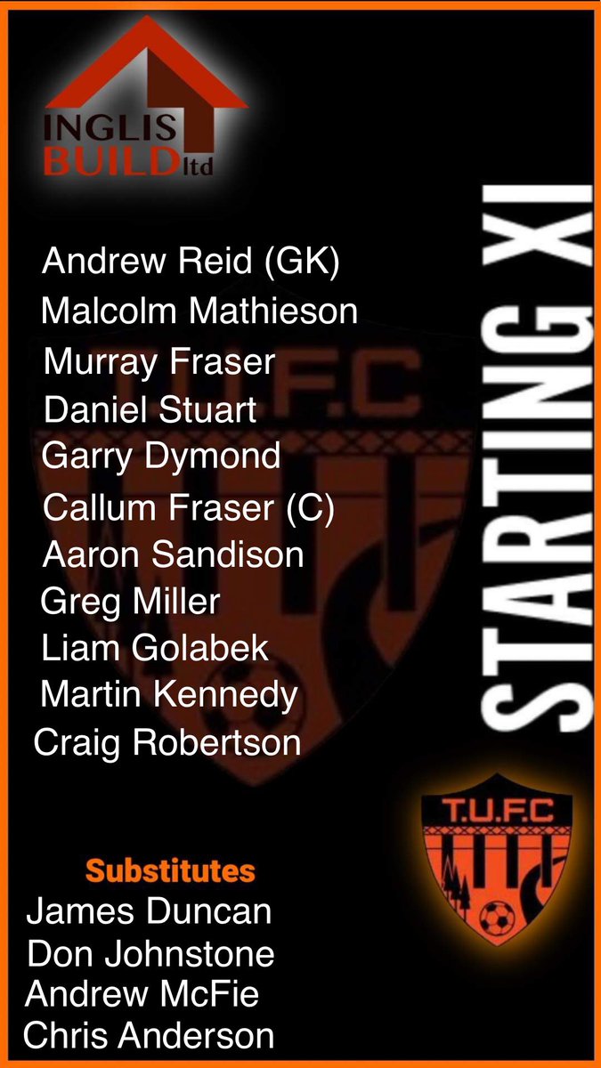 TomatinUnited's tweet photo. Our starting XI and substitutes to face Ferrybache this evening 🟠⚫️

#ItsUnited https://t.co/8VETCyuOE2