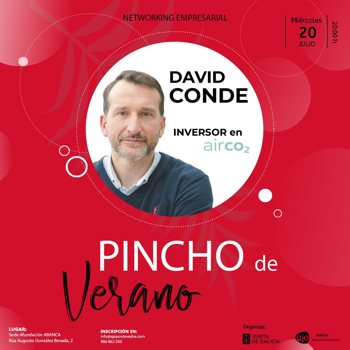 AJE Pontevedra (@ajepontevedra) on Twitter photo En nuestra mesa de debate un tema que vamos a desarrollar es el concepto “economía verde” y para ello debemos hablar de la empresa @AirCO2Fintech y con unos de sus inversores el emprendedor <a href="/davidcondesay/">David Conde</a>
🤔 No os surgen mil preguntas? 🙋🏼♂️🙋🏻♀️ En nuestra mesa de debate un tema que vamos a desarrollar es el concepto “economía verde” y para ello debemos hablar de la empresa @AirCO2Fintech y con unos de sus inversores el emprendedor <a href="/davidcondesay/">David Conde</a>
🤔 No os surgen mil preguntas? 🙋🏼♂️🙋🏻♀️