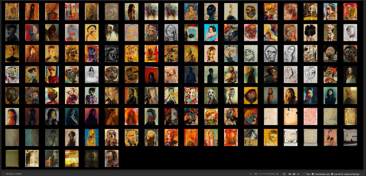 jeremycowart's tweet photo. Want a BTS tour of Block Queens?

Every BQ has 11-14 layers.

The bottom/background layer pulls from 132 images. These are all paintings, drawings, portraits, textures and photographs I’ve made over the last many years. Here they are. https://t.co/guhDf77xmi