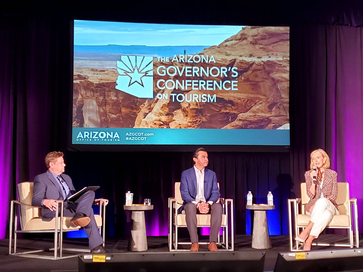 AZTourismNews's tweet image. A huge thank you to Jim @roundsconsult for providing an economic update and to gubernatorial candidates @Karrin4Arizona &amp;amp; @1marcolopez for joining us today at #AZGCOT to share your visions for Arizona and plans to support our tourism industry!