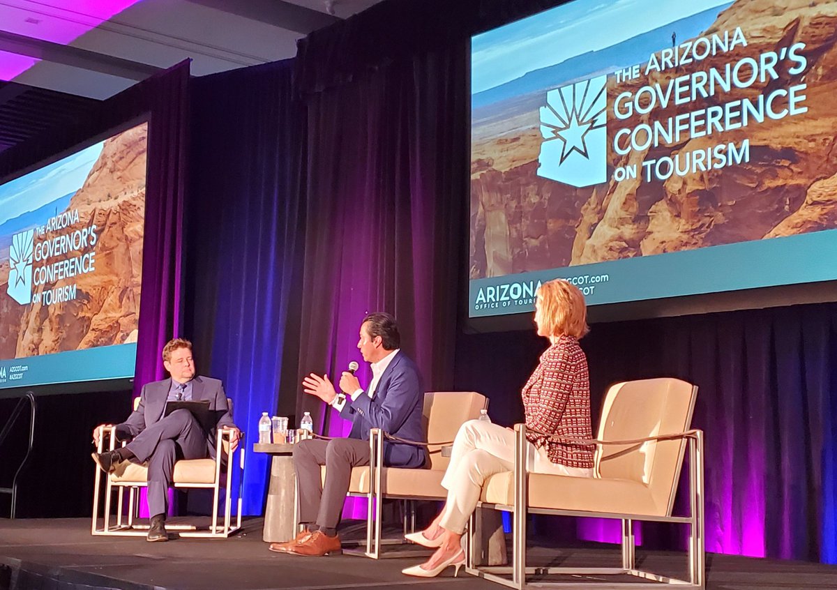 AZTourismNews's tweet image. A huge thank you to Jim @roundsconsult for providing an economic update and to gubernatorial candidates @Karrin4Arizona &amp;amp; @1marcolopez for joining us today at #AZGCOT to share your visions for Arizona and plans to support our tourism industry!