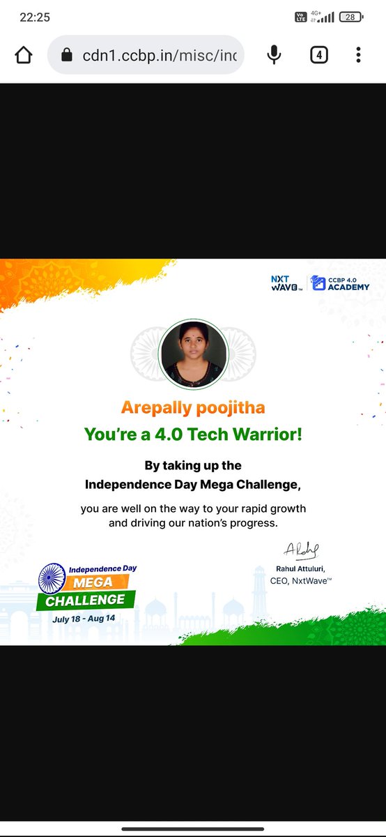 Arepal1Poojitha's tweet photo. Hello! All
Independence day mega challenge ☺
@attulurirahul @girishakash13 @sashankreddy07 https://t.co/1E5swmTA4U