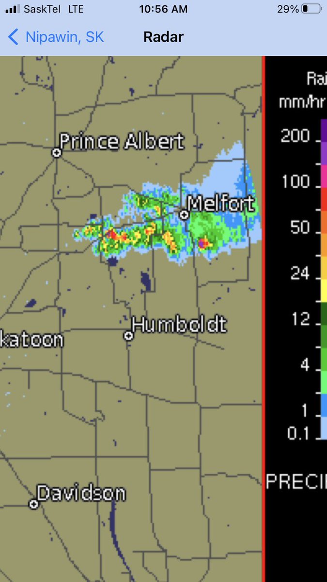 This is what the sky looks like at Nipawin, many miles from that storm. That might have some legs under it!!