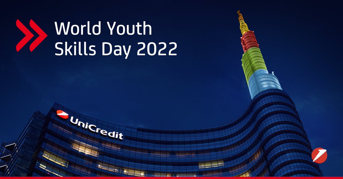 UniCreditEurope's tweet photo. ๐ฏ Today #UniCreditTower joins the celebration of #WorldYouthSkillsDay, a @UN official day that reminds us of the importance of equipping young people with skills for employment, decent work and entrepreneurship.
๐ #UniCredit #OurCulture #OurPeople #OurCommunities https://t.co/0ZiKdKcaEe