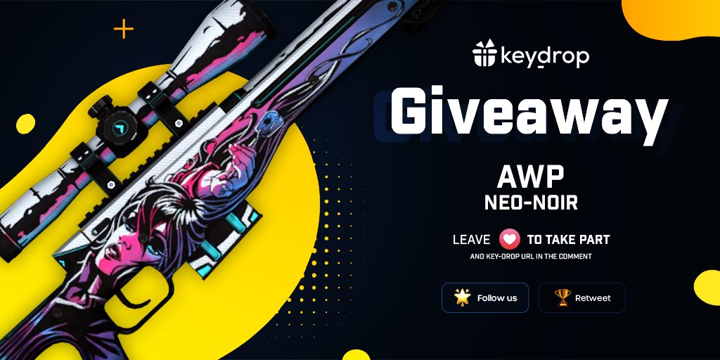 keydropcom's tweet photo. Giveaway on AWP | Neo-Noir 🎁

👊 Just leave ❤️ under the post! 
🌟 Follow us!
🏆 Retweet!
 
⏰ Wait 24 hours!

#freeskins #csgoskinsgiveaway #csgoskinsfree #giveaway #airdrop #csgocases #csgocase #csgoesport #skins #csgoskins #keydrop #keydropcom #csgo https://t.co/416tdz1qre