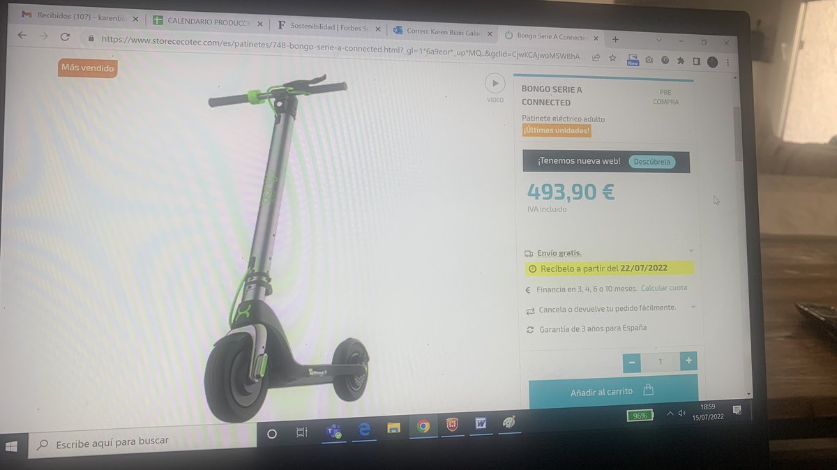 kbiain's tweet photo. @CECOTECoficial tengo una duda, la semana pasada vi un patinete eléctrico BONGO SERIE A Connected por 349€ hoy al ir a comprarlo veo que el precio ha cambiado a 493,90€
Como puede pasar esto? Es correcto?
Gracias https://t.co/vYNpQCeExg
