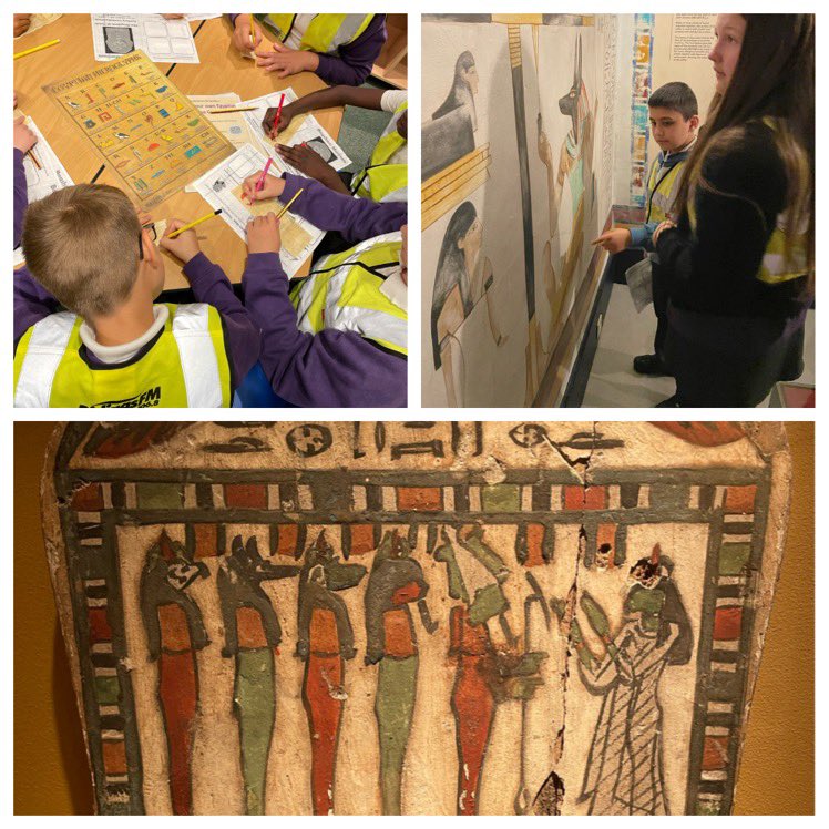 Arts_ParkHill's tweet image. Today our year 5 pupils explored Egyptian hieroglyphs from real ancient artefacts in the tomb of Osiris at Bagshaw Museum, and made studies onto papyrus from their observations. @Artsmarkaward @KirkleesMuseums @OPA_ParkHill @OGATArts #Artsmark20