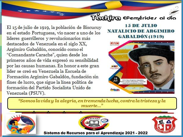 #15Julio Natalicio de Argimiro Gabaldón (1919). Desde el <a href="/lnamd1968/">LNAMD1968</a> Estado #Tachira Municipio #Jauregui La Grita
@MPPEDUCACION 
<a href="/FreddyBernal/">Freddy Bernal</a> 
@ZonaEducTachira 
<a href="/Berzabethg1/">Berzabethgandicaoficial</a> 
<a href="/carloschaconlg/">Juan Carlos Chacon</a> 
<a href="/Crazet2011/">Crazet2011</a> 
<a href="/CRAJAUREGUI2/">CRAJAUREGUI</a>
@educ_jauregui