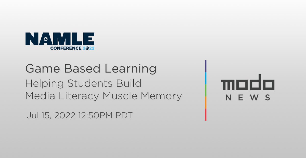 As career game developers, we look forward to helping you incorporate a sense of play into your #medialiteracy curriculums.

We will be speaking today @ 12:50PM PST / 3:50PM EST  

Please joins us at #NAMLE22 @MediaLiteracyEd  - a series of great talks today + into the weekend!