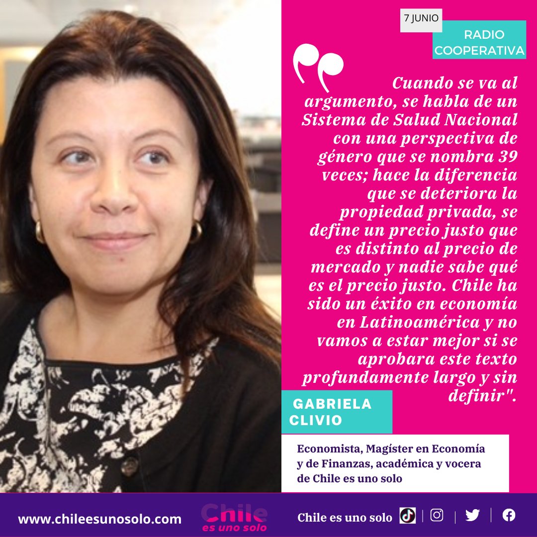 SumamosXChile's tweet photo. #FrasesDe
Gabriela Clivio @gclivio Experta en economía y finanzas, vocera de #ChileEsUnoSolo
En radio @Cooperativa programa #ElPrimerCafe 😊👇
#ChileEsUnoSolo
#RechazoConEsperanza
#NosEngañaron
#RechazoTransversal https://t.co/13c4CUeElm