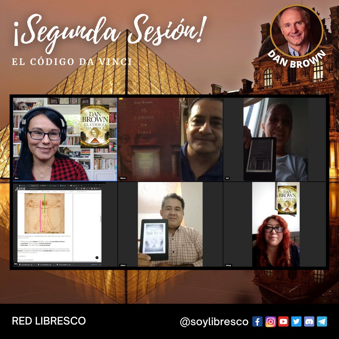 soylibresco's tweet photo. ⚜𝐄𝐥 𝐂𝐨́𝐝𝐢𝐠𝐨 𝐃𝐚 𝐕𝐢𝐧𝐜𝐢⚜
¡Estupenda lectura... Nos vemos el próximo jueves para el cierre de lectura! Si tú ya leíste el libro #Participa😍 @AuthorDanBrown @edit_planeta👏
👉Regístrate: https://t.co/yfaoIyKPL2
#soylibresco #ElCodigoDaVinci #lectores #club https://t.co/elJAytd3jK