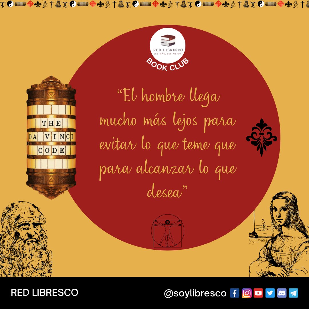 soylibresco's tweet photo. ⚜𝐄𝐥 𝐂𝐨́𝐝𝐢𝐠𝐨 𝐃𝐚 𝐕𝐢𝐧𝐜𝐢⚜
¡Estupenda lectura... Nos vemos el próximo jueves para el cierre de lectura! Si tú ya leíste el libro #Participa😍 @AuthorDanBrown @edit_planeta👏
👉Regístrate: https://t.co/yfaoIyKPL2
#soylibresco #ElCodigoDaVinci #lectores #club https://t.co/elJAytd3jK