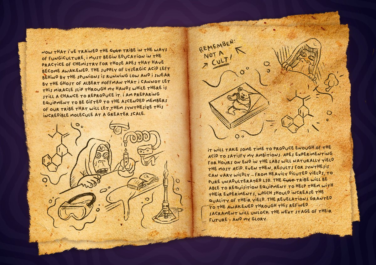 TrippinApes's tweet image. Another page has turned in Chorles's journal. Looks like he has more in store for us apes than spore farming.

I wonder what it'll take to get Chorles's next gift...?

Hmmm, these shrooms are starting to look tasty. 🌀🌀