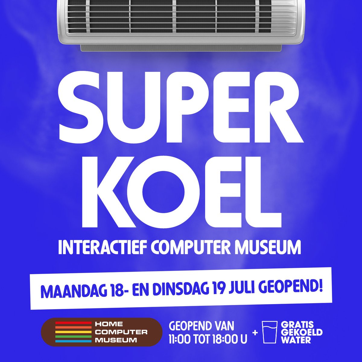 Aanstaande maandag én dinsdag is het <a href="/homecompmuseum/">HomeComputerMuseum</a> Helmond geopend van 11:00 tot 18:00 uur buiten de reguliere openingstijden (wo t/m zo) ivm de aankomende ~hitte golf~ reserveer je tickets via tickets.homecomputermuseum.nl of aan de balie in het museum. #homecomputermuseum #helmond