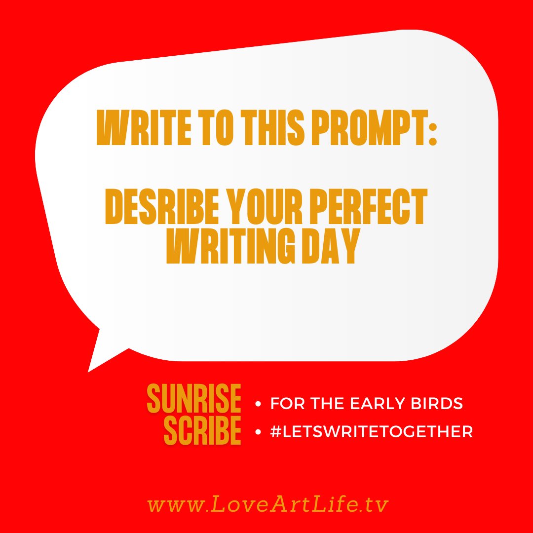 LoveArtLifeTV1's tweet image. WRITE TO THIS PROMPT!! Describe your perfect writing day.
If you choose to share, post here...we would love to hear what you have to say! But if not that is fine too. join and write in community Tues/Fri morns at 7:15am EST on Zoom. #sunrisescribe #letswritetogether #lalvoices
