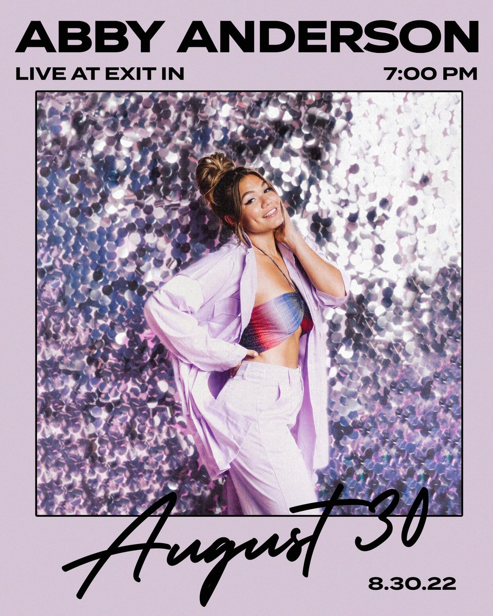 Tix for my first headlining show in Nashville Aug 30th are live!!!! SEE U THERE BBY!!! seetickets.us/event/Abby-And…