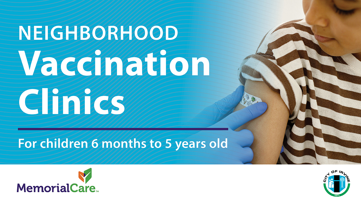 City of Irvine (@city_of_irvine) on Twitter photo Children 6 months up to 5 years old can get vaccinated against COVID-19 at Lakeview Senior Center Saturday, July 23, 11 a.m.–2 p.m. We're partnering with <a href="/MemorialCareHS/">MemorialCare</a> to give free Moderna COVID-19 vaccines. Appointments & waivers required.
ℹ️ cityofirvine.org/childvaccine Children 6 months up to 5 years old can get vaccinated against COVID-19 at Lakeview Senior Center Saturday, July 23, 11 a.m.–2 p.m. We're partnering with <a href="/MemorialCareHS/">MemorialCare</a> to give free Moderna COVID-19 vaccines. Appointments & waivers required.
ℹ️ cityofirvine.org/childvaccine