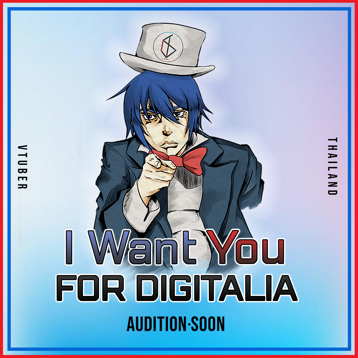 DigitaliaTeam's tweet photo. 💥Audition soon 💥
Digitalia Phase 2 !!
.
ลุงโอมต้องการคุณ ‼️
ติดตามข้อมูลข่าวสารการรับสมัครได้เร็วๆนี้ทาง…
.
Twitter : @DigitaliaTeam
Facebook : https://t.co/kYH7Tbi6t1
#DigitaliaTeam #DigitaliaMeme #VtuberAudition #VtuberTH https://t.co/9clxG7MGXG
