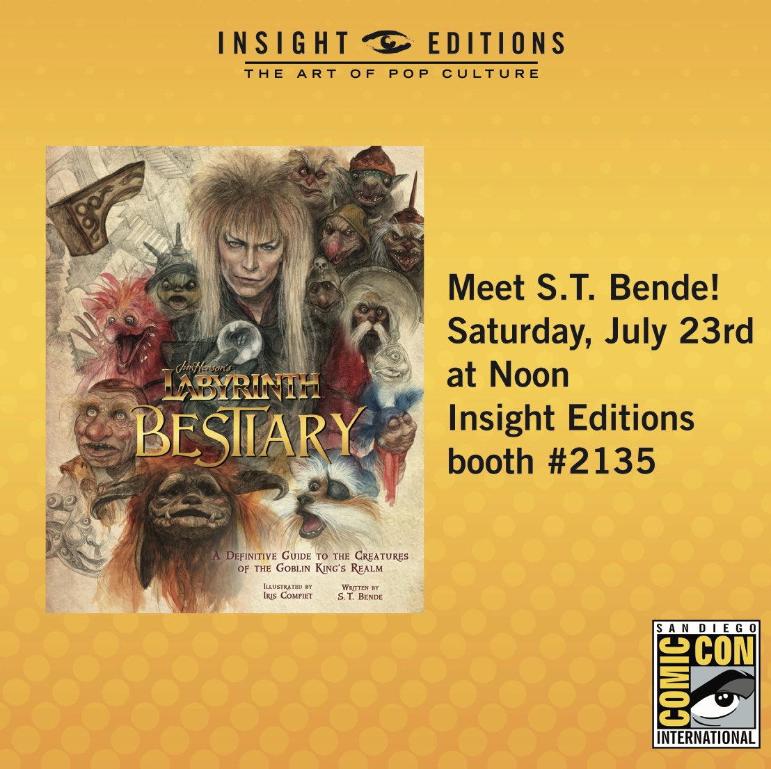 stbende's tweet photo. I’ll be signing at @Comic_Con next Saturday. Stop by the @insighteditions booth at noon to say hi and chat all things #Labyrinth and #StarWars!
#SDCC #ComicCon #labyrinthbestiary https://t.co/Qqmeuso1GE