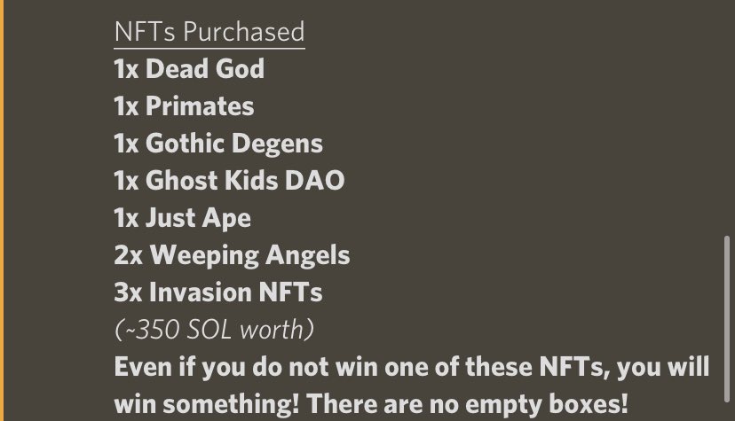 JustFishinYT's tweet photo. @JerzyNFT Jerzy @theinvasion_nft mystery boxes coming tomorrow you already know what’s happening! Here’s the list of nfts in the boxes, oh and no empty boxes! #WeInvade https://t.co/1mP8smUPaf