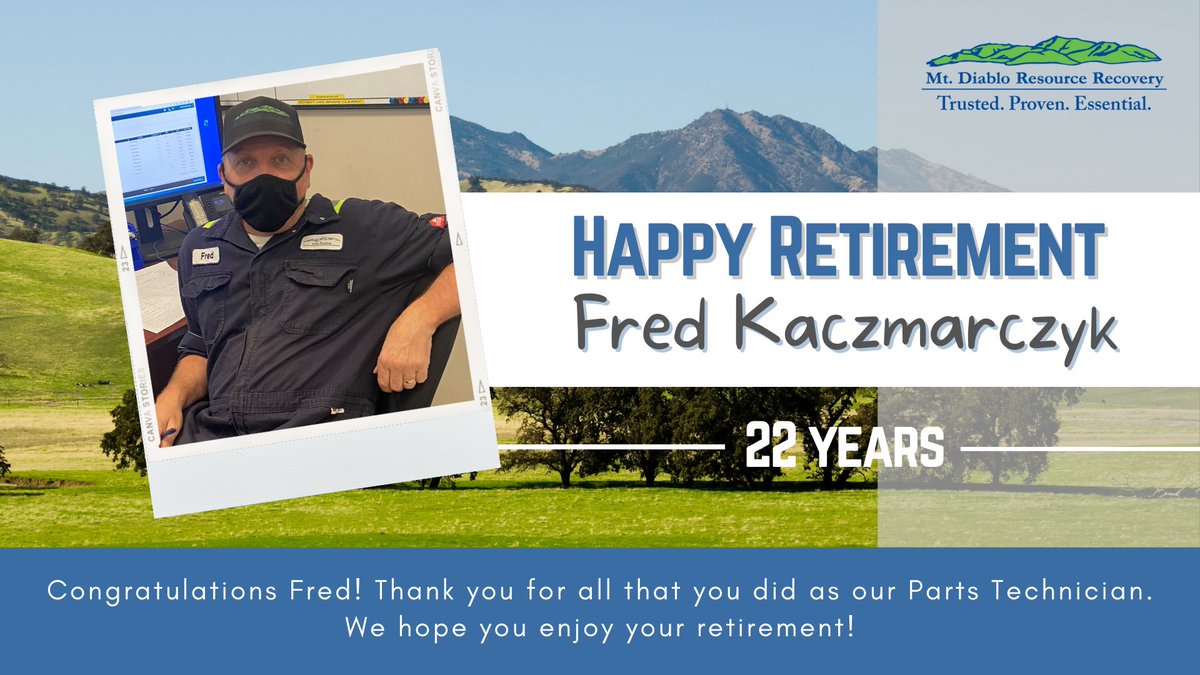 mtdiabloresrec's tweet photo. Congratulations, Fred, on your well-deserved retirement! Thank you for your devoted 22 years with us! #happyretirement #bestwishes #trustedprovenessential https://t.co/95GvtYyEf5
