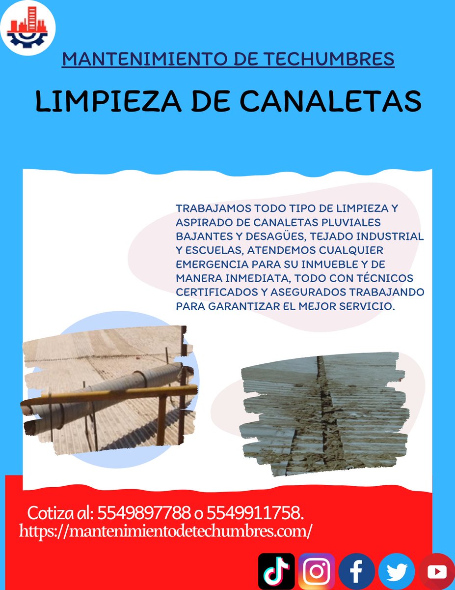 MTechumbres's tweet photo. Desarrollamos planes de trabajo de acuerdo a la medida de nuestros clientes y garantizamos nuestro trabajo de limpieza y mantenimiento de sus instalaciones.
Informes al: 5549911758 o 5549897788.
#mantenimiento #techumbres #limpieza #canaletas #aspirado #Acolman #CDMX https://t.co/bc4wF2wBUe