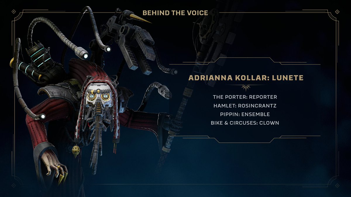 The technological tones of everyone's favourite Tech-Priest, Dominus Lunete were brought to mechanical life by Winnipeg actor Adrianna Kollar!