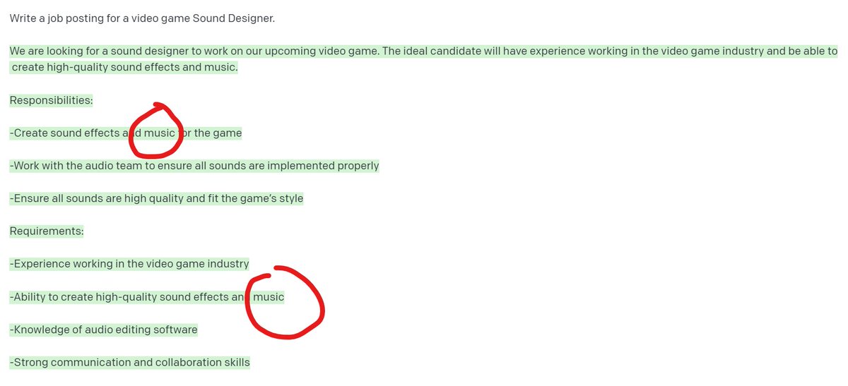Y'all. Even AI thinks video game sound designers are responsible for composition. OMG. #gameaudio