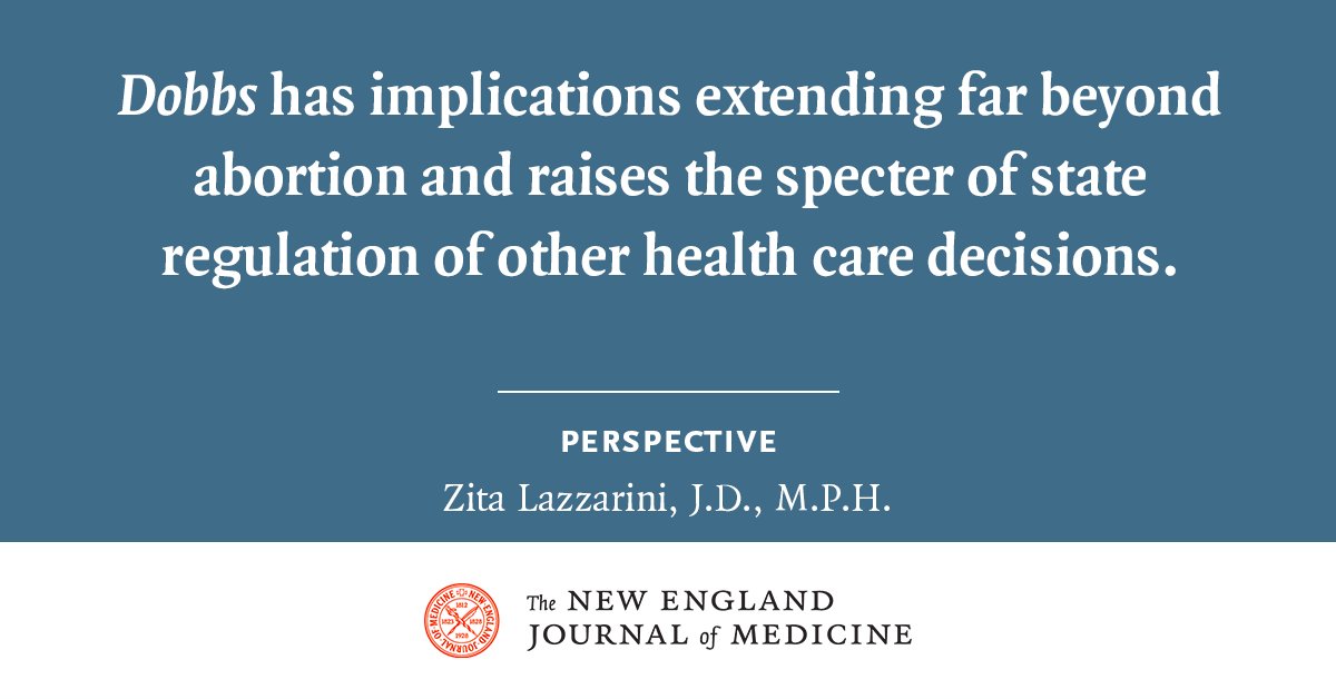 After Dobbs, Americans may find themselves in a society where many aspects of basic health care are threatened and the law tries to turn clinicians into adversaries of their patients. nej.md/3PoyNEo