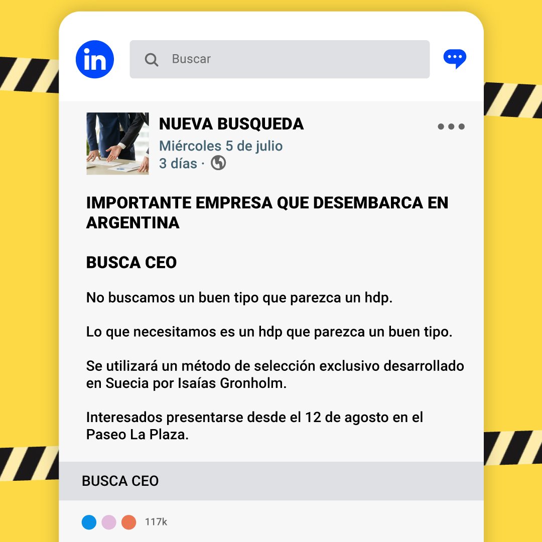 ⚠️ Búsqueda laboral Importante empresa que desembarca en Argentina busca CEO Si cumplis con los requisitos, presentarse desde el 12 de Agosto en el #PaseoLaPlaza