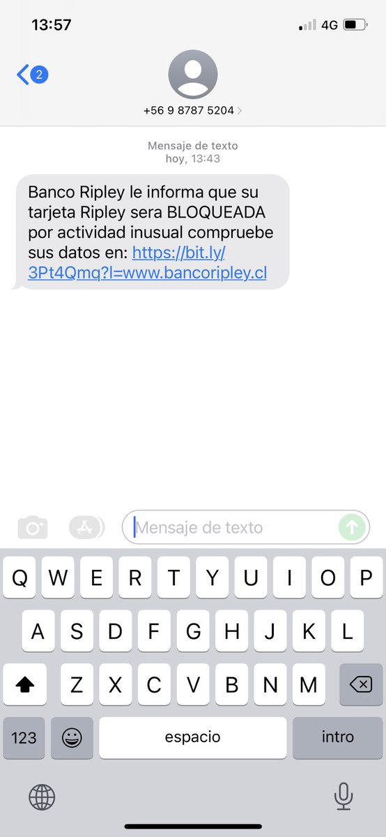 VALLLLLL's tweet photo. @RipleyChile hola, me llegó este mensaje https://t.co/tSxHguC4nZ
