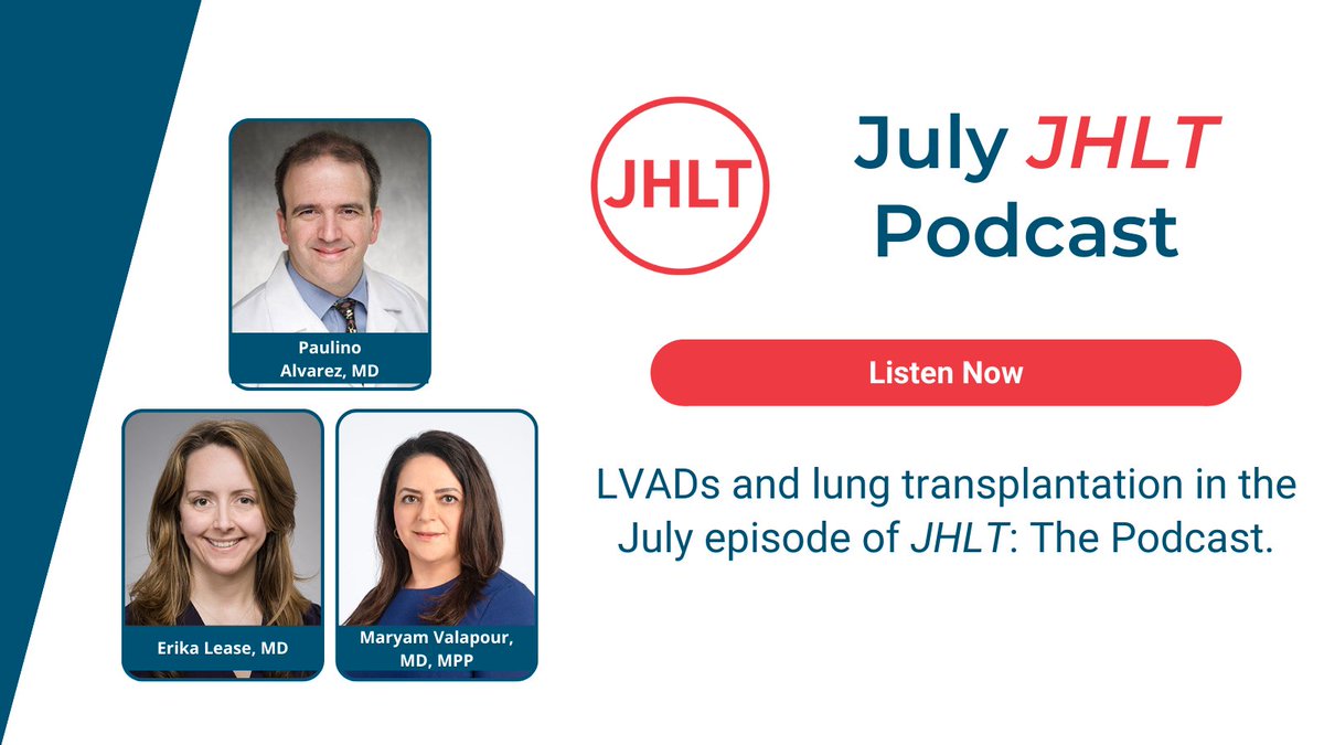 JHLT (@thejhlt) on Twitter photo 🎙️July #JHLTThePodcast is live!🎙️
1⃣ <a href="/paalvarezmd/">Paulino Alvarez</a> on #BariatricSurgery in #LVAD patients
2⃣ <a href="/MValapour/">Maryam Valapour</a> and Erika Lease on incorporating long-term survival in the US #LungTx #Allocation system
Hear it all at thejhlt.libsyn.com or subscribe on Apple, Spotify, or elsewhere. 🎙️July #JHLTThePodcast is live!🎙️
1⃣ <a href="/paalvarezmd/">Paulino Alvarez</a> on #BariatricSurgery in #LVAD patients
2⃣ <a href="/MValapour/">Maryam Valapour</a> and Erika Lease on incorporating long-term survival in the US #LungTx #Allocation system
Hear it all at thejhlt.libsyn.com or subscribe on Apple, Spotify, or elsewhere.