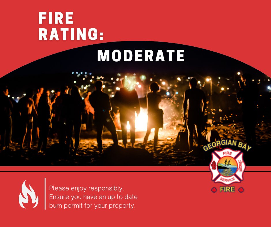 gbtownship's tweet image. #FireFriday
Current fire rating set to: MODERATE
Please burn responsibly and ensure safety of yourself and others around you.

Have a fantastic weekend!

#GeorgianBay #GBFire #StaySafeGb