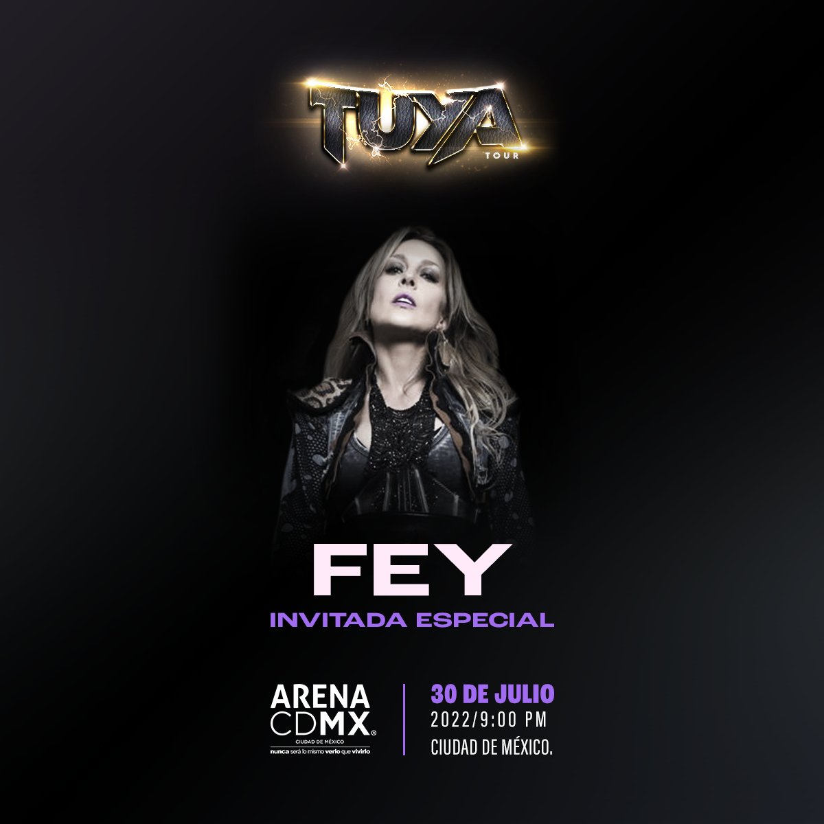 Al3jandraGuzman's tweet photo. Rockeros comienza el countdown para la gira más chingona de toda mi carrera #Tuya iniciamos el 30 de Julio en la @arenacdmx con invitados de lujo @erikrubin @fey @syntekoficial ¡Esperen grandes sorpresas! #TuyaTour https://t.co/uJpk7LQldF